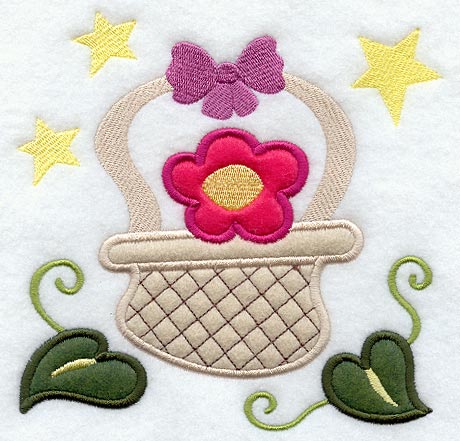 Flowering Basket Folk Art (Applique)