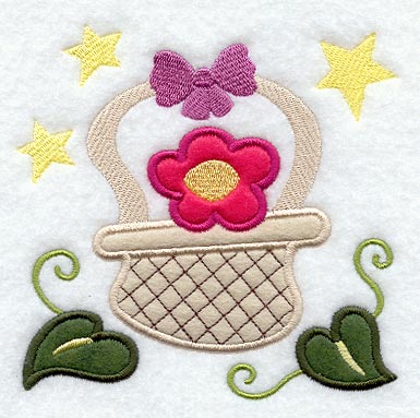 Flowering Basket Folk Art (Applique)