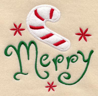 Merry with Candy Cane (Heirloom Applique)