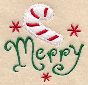 Merry with Candy Cane (Heirloom Applique)