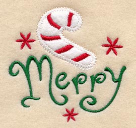 Merry with Candy Cane (Heirloom Applique)