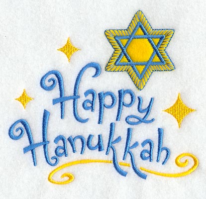 Happy Hanukkah with Star of David (Heirloom Applique)