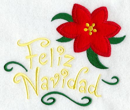 Feliz Navidad with Poinsettia (Heirloom Applique)