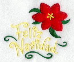 Feliz Navidad with Poinsettia (Heirloom Applique)