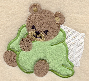 Bear in Snuggly Blanket (Applique)