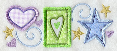 Hearts and Stars Trio (Applique) (Fringe)