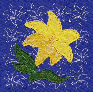 Lily Sashiko Square (Applique) (Single Run)
