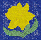 Daffodil Sashiko Square (Applique) (Single Run)