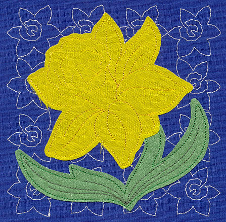 Daffodil Sashiko Square (Applique) (Single Run)