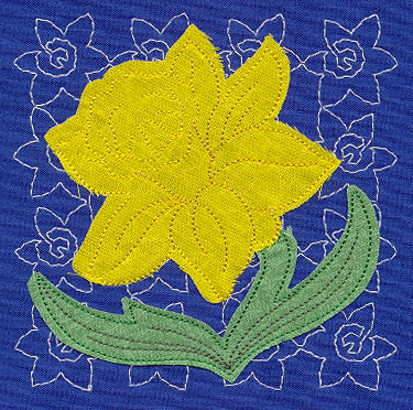Daffodil Sashiko Square (Applique) (Single Run)