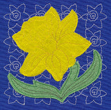 Daffodil Sashiko Square (Applique) (Single Run)