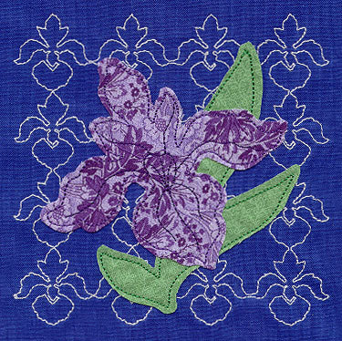 Iris Sashiko Square (Applique) (Single Run)