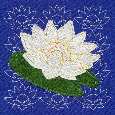 Lotus Sashiko Square (Applique) (Single Run)