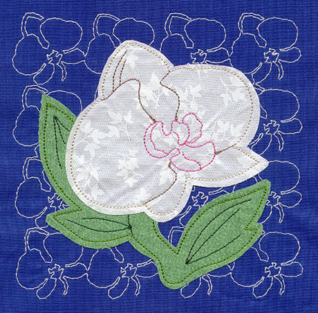 Orchid Sashiko Square (Applique) (Single Run)