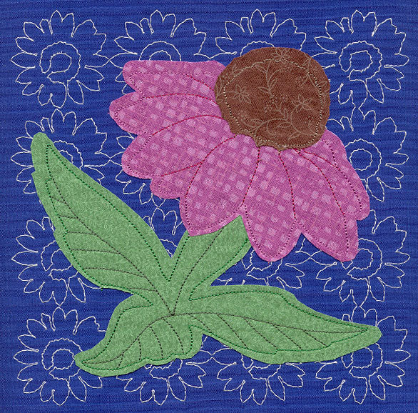Echinacea Sashiko Square (Applique) (Single Run)