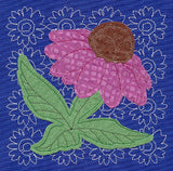 Echinacea Sashiko Square (Applique) (Single Run)