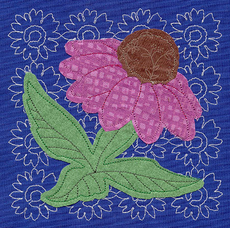 Echinacea Sashiko Square (Applique) (Single Run)