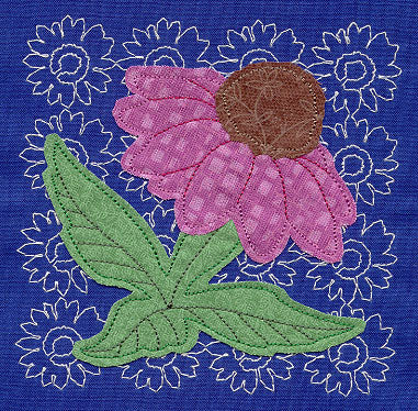 Echinacea Sashiko Square (Applique) (Single Run)