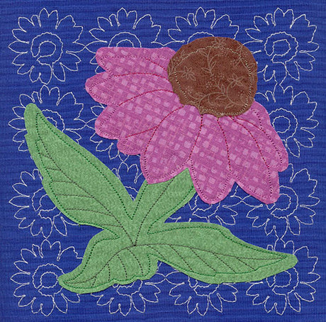 Echinacea Sashiko Square (Applique) (Single Run)