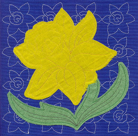 Daffodil Sashiko Square (Applique) (Single Run)
