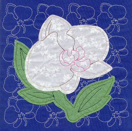 Orchid Sashiko Square (Applique) (Single Run)