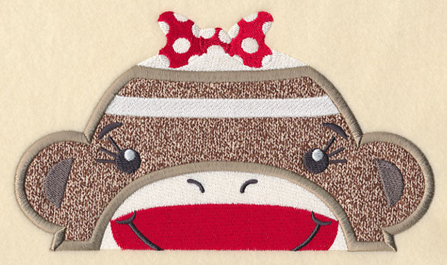 Peeking Sock Monkey (Girl) (Applique)