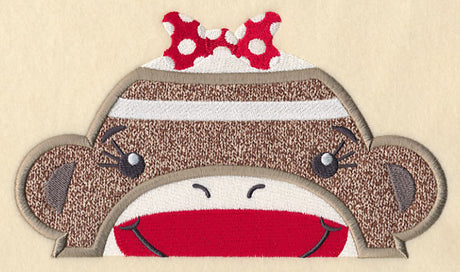 Peeking Sock Monkey (Girl) (Applique)