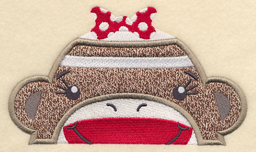 Peeking Sock Monkey (Girl) (Applique)