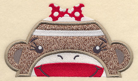 Peeking Sock Monkey (Girl) (Applique)