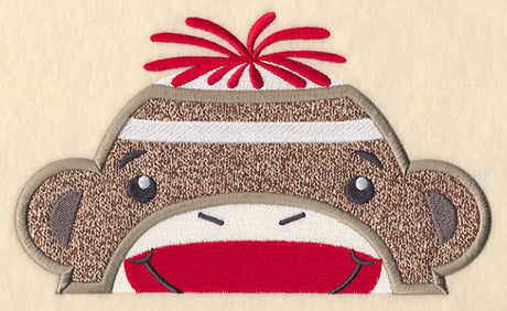 Peeking Sock Monkey (Boy) (Applique)