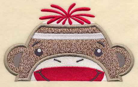 Peeking Sock Monkey (Boy) (Applique)