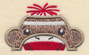 Peeking Sock Monkey (Boy) (Applique)