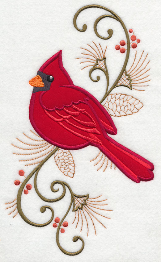Elegant Cardinal Spray (Applique)