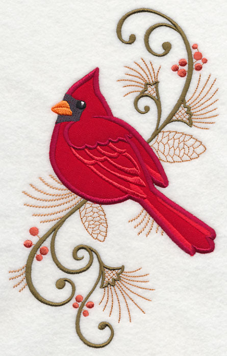 Elegant Cardinal Spray (Applique)