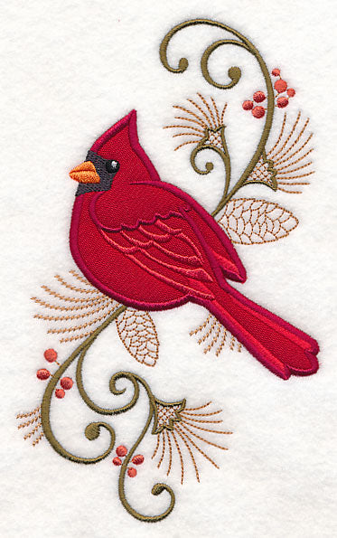 Elegant Cardinal Spray (Applique)