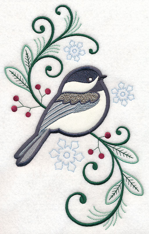 Elegant Chickadee Spray (Applique)
