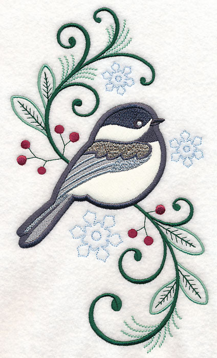 Elegant Chickadee Spray (Applique)