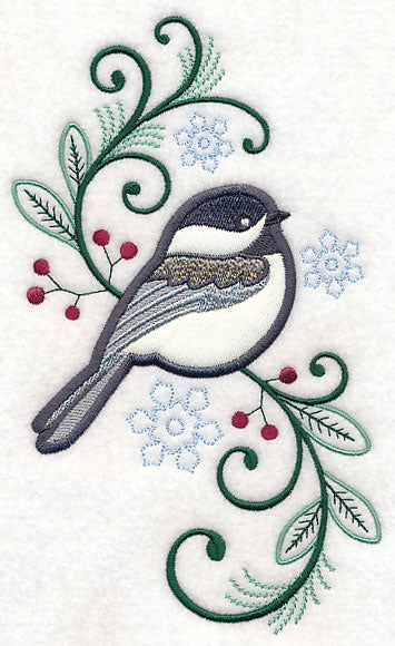 Elegant Chickadee Spray (Applique)