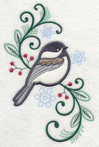 Elegant Chickadee Spray (Applique)