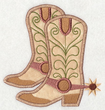 Cowboy Boot Pair with Spurs (Heirloom Applique)