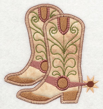 Cowboy Boot Pair with Spurs (Heirloom Applique)
