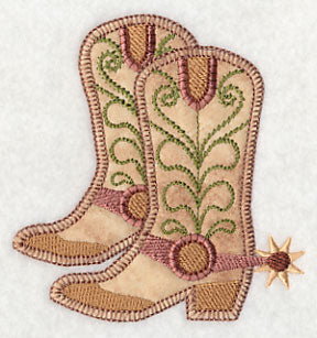 Cowboy Boot Pair with Spurs (Heirloom Applique)