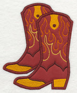 Cowboy Boot Pair with Flames (Heirloom Applique)