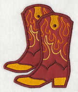Cowboy Boot Pair with Flames (Heirloom Applique)