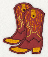 Cowboy Boot Pair with Flames (Heirloom Applique)