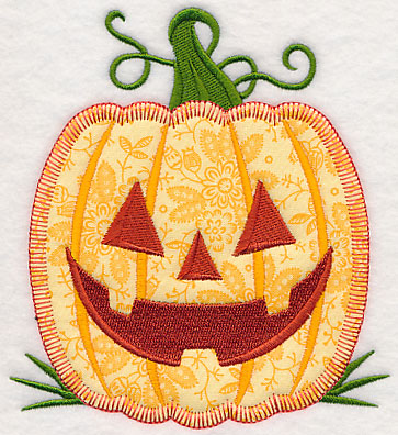 Grinning Halloween Pumpkin (Heirloom Applique)