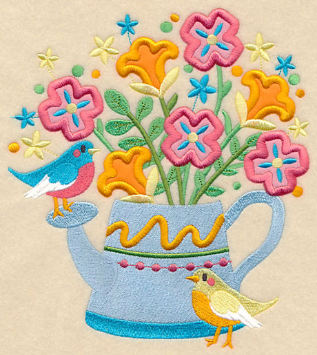 Blooming Watering Can (Multi-Piece Applique)