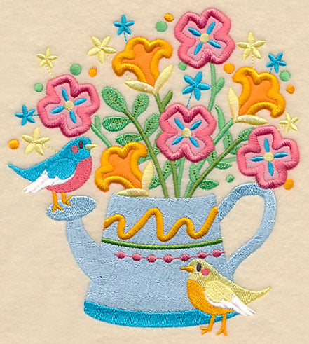 Blooming Watering Can (Multi-Piece Applique)