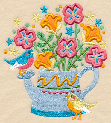 Blooming Watering Can (Multi-Piece Applique)