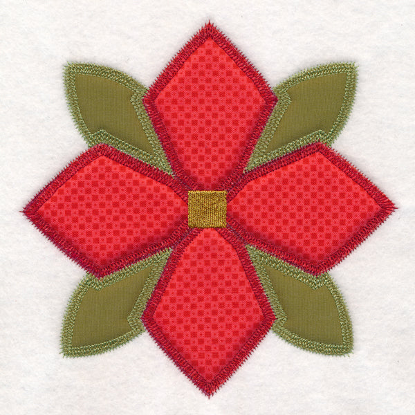 Christmas Quilt Block - Poinsettia (In-the-Hoop)
